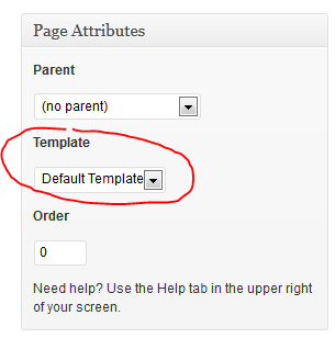 wordpress-page-template Поле выбора шаблона страницы