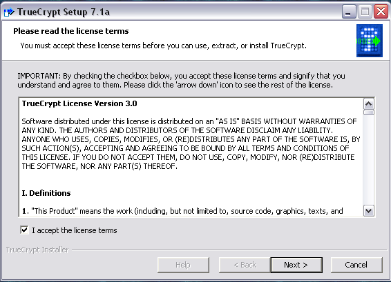 Соглашение TrueCrypt Соглашение TrueCrypt