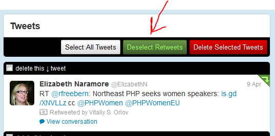 Uncheck retweeted