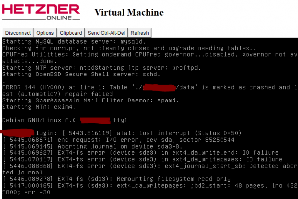 Ошибки I/O на VPS от Hetzner
