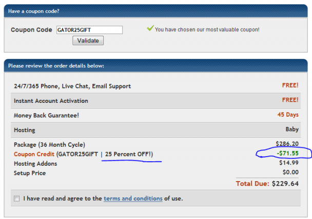 Скидочные купоны от компании HostGator