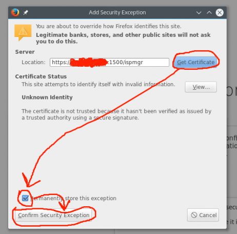 Подтверждение исключения SSL