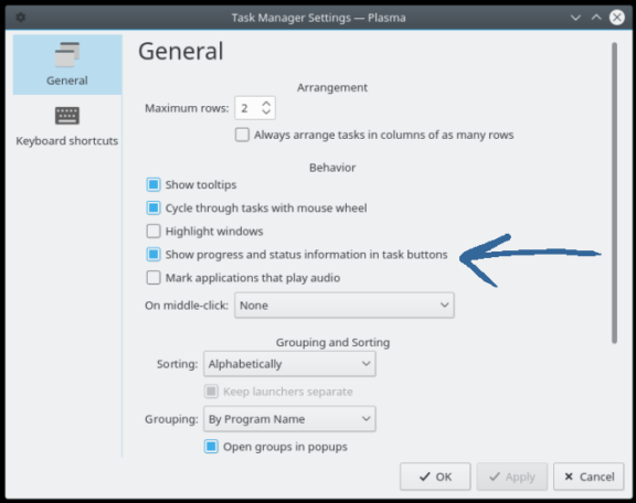 Plasma Task Manager Settings