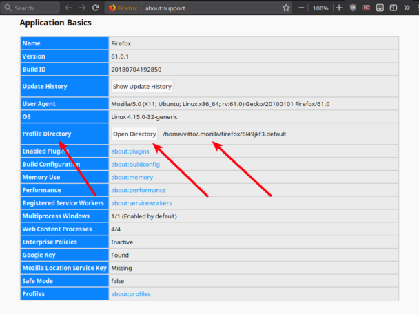 Firefox путь к профилю