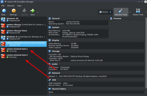 VirtualBox машины запущенный в headless