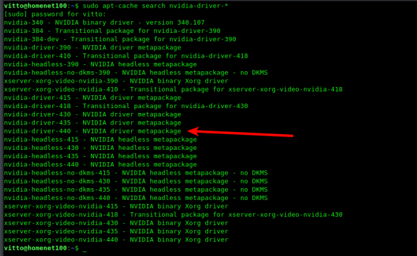 Список Nvidia драйверов в KUbuntu