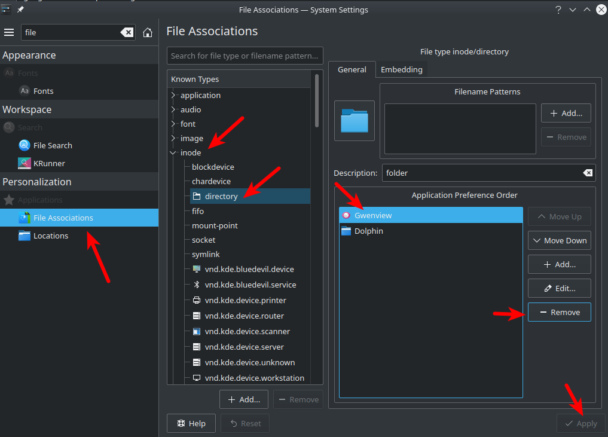 Удаление Open with GwenView в Kubuntu