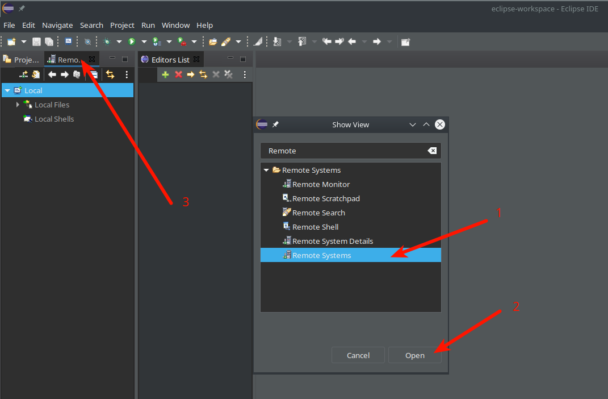 Eclipse Remote Systems Plugin Activation